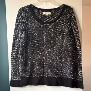 LOFT Women’s Black and White Textured Sweater L